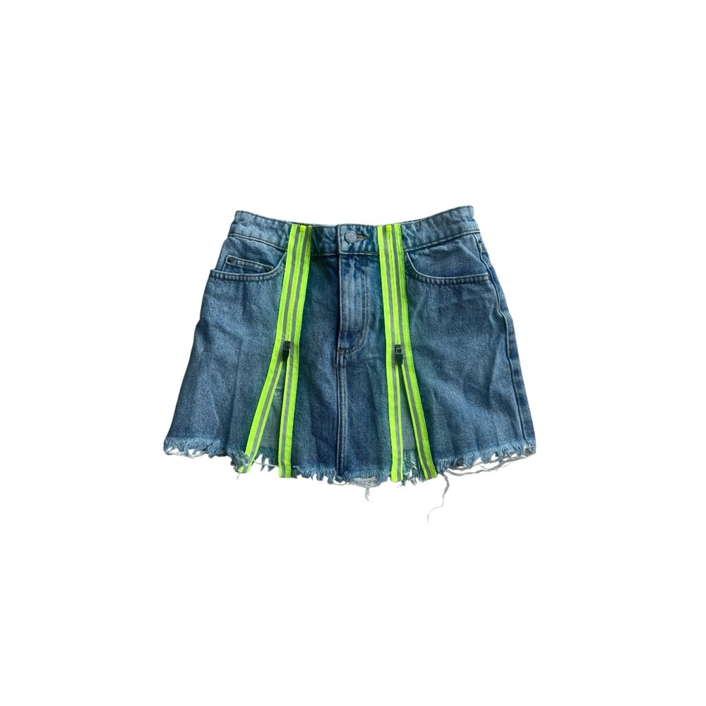 Neon Zipper Carmar Colin Mini Denim Skirt